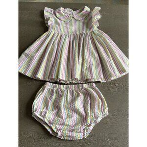 Numi Seersucker Stripe Collared Dress And Bloomers 2T EUC